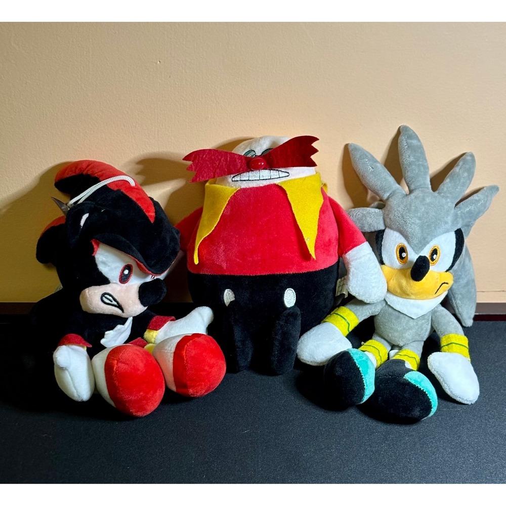 Silver Sonic the Hedgehog Plush Lot Shadow Dr Eggman Stuffed Toy Set 8-11in